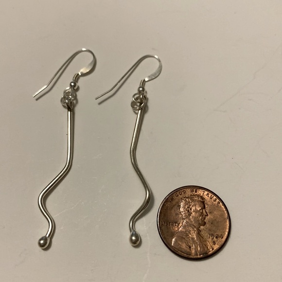 Sterling Silver Squiggle Dangle Earrings - Picture 2 of 3